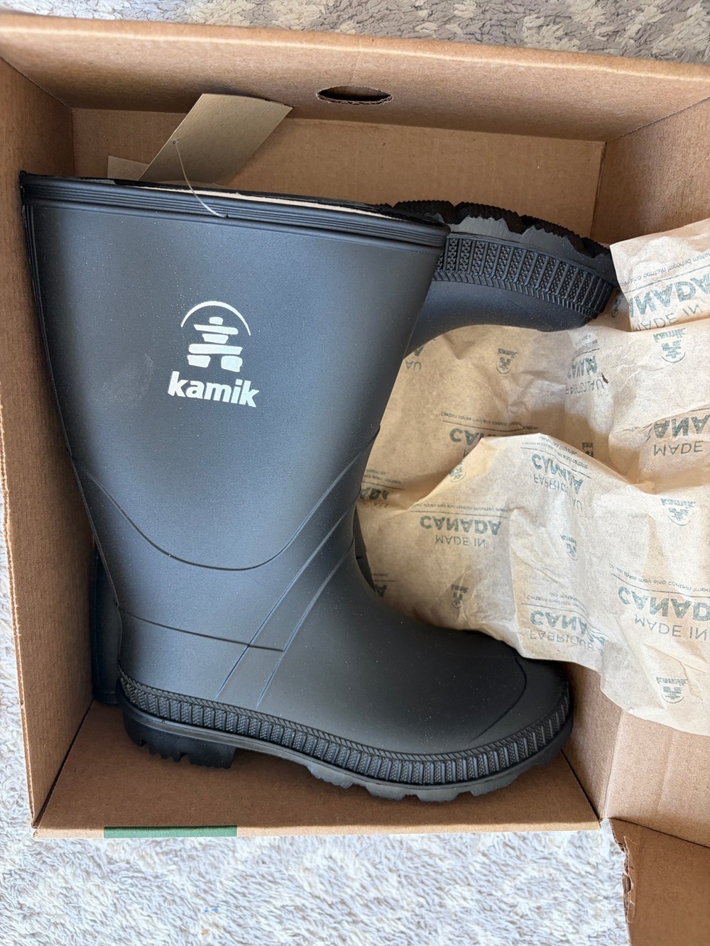 Kamik Kids' Black Waterproof Rain Boots size 3